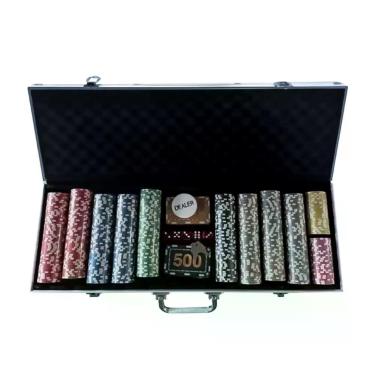 Imagem de Jogo Poker Completo Carta Baralho Dados 300/500 Fichas Coloridas Numer