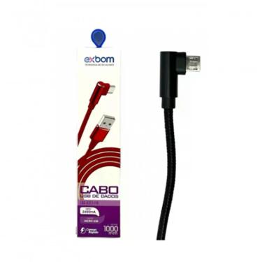 Imagem de Cabo Usb V8 90° Graus Em L Trançado 1m Exbom Cbx-u2c11v8