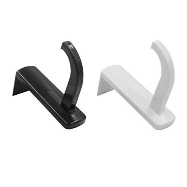 Imagem de VizGiz Pacote com 2 suportes de fone de ouvido gancho suporte de fone de ouvido suporte adesivo para computador sobre a orelha fone de ouvido PC monitor de tela borda de mesa top parede organizador de rack de armazenamento de jogos