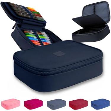 Imagem de Estojo Escolar Box Grande Infantil Organizador Para Lapis Feminino Masculino Nylon Com Divisoria Necessarie Ziper Resistente Marca Calmfy (Azul)