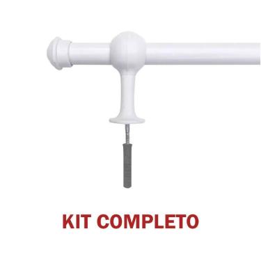 Imagem de Kit Varão de Madeira Para Cortina Simples 2,00 Metros 19mm com Ponteir