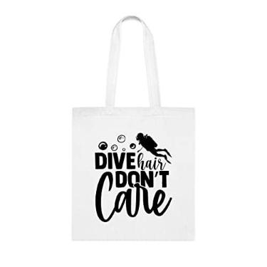 Imagem de Sacola de mergulho com cabelo, presente divertido, bolsa de ombro, bolsas reutilizáveis, cesta de Natal de aniversário, ideia de presente, Branco
