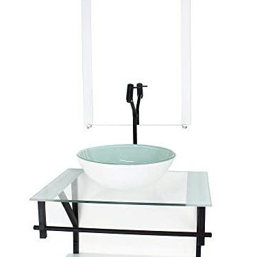 Imagem de GABINETE DE VIDRO PARA BANHEIRO 60CM AP CUBA REDONDA BRANCO