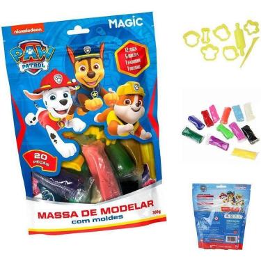 Imagem de Massa Para Modelar Criativa Patrulha Canina Chase 300g 12 Cores Com 6 