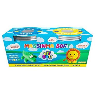 Imagem de Kit Bis Massinha de Modelar, Uti Guti, 11024, Amarelo e Azul, 2 Potes de 140g