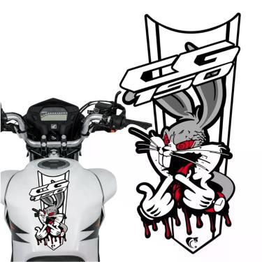 Imagem de Adesivo Faixa Gravata Sem Resina Moto Cg 150/160 Pernalonga Branco Cor Cg 150