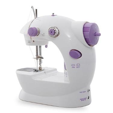 Imagem de Mini máquina de costura portátil para iniciantes e adultos, máquina de remendo, máquina de costura elétrica overlock para costura de seda, jeans, lã, couro
