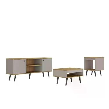 Imagem de Conjunto Sala de Estar Tóquio 3 Peças com Rack para TV Mesa de Centro 
