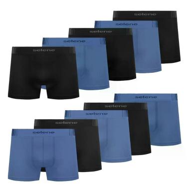 Imagem de Kit 10 Cueca Infantil Selene Microfibra Confortável Menino, Preto e az