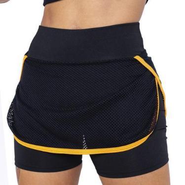 Imagem de Shorts Saia Para Ginastica Academia Tenis Praia Cintura Alta Suplex Fi