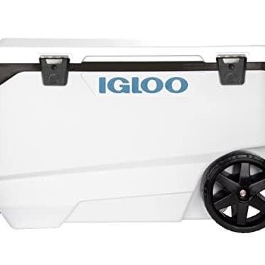 Imagem de Igloo Cooler Marine Ultra 90 QT, caixa térmica térmica com rodas macias, refrigerador rígido à prova de vazamento, retenção de gelo em 5 dias, capacidade para 137 latas