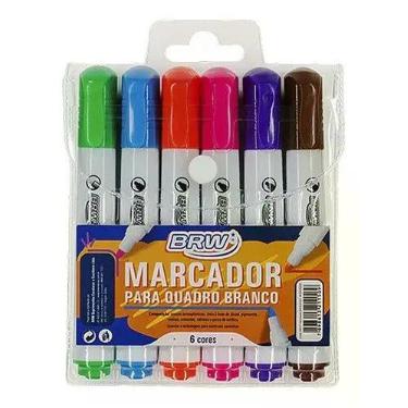 Imagem de Kit caneta quadro branco 6 cores brw + apagador flip top Pilot