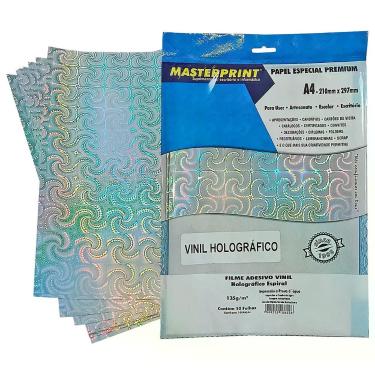 Imagem de Vinil Adesivo Holográfico Espiral Brilhante A4 135g Masterprint À Prov