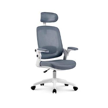 Imagem de Elements Cadeira de Escritorio Ergonômica Astra com Apoio Lombar e Cabeça, Cinza/Branca