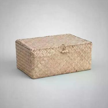 Imagem de Cesto Decorativo Organizador Multiuso Em Fibra Natural Com Tampa Estil