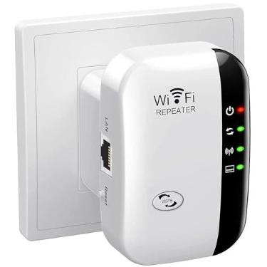 Imagem de Extensor WiFi, amplificador WiFi, repetidor wi-fi, cobre até 3000 metros quadrados, impulsionador de Internet - com porta Ethernet, configuração rápida, amplificador de sinal sem fio doméstico (branco
