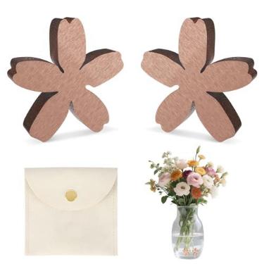Imagem de Reaeng Pacote com 2 flores de cobre para flores frescas cortadas, alternativa alimentar de flores naturais, mantém a água do vaso limpa e clara com bolsa de armazenamento de veludo, acessório de vaso