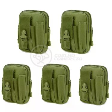 Imagem de Kit 5 Bolsas Verde Militar Conjunto Acessórios De Camping Kit Sobrevivência preto