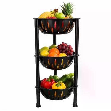 Imagem de Fruteira Modular 3 Andares Organizadora Plástico PP Desmontável Multiuso para Cozinha Preto Ghittoni