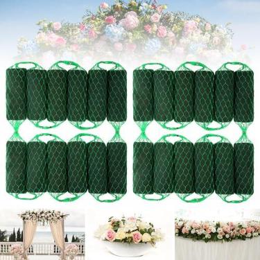 Imagem de Elcoho 24 peças de guirlanda de espuma floral, kit de blocos de esponja de flor de 4,8 m, suporte de flores absorventes para arranjo de flores frescas e secas tijolos de espuma floral para decoração