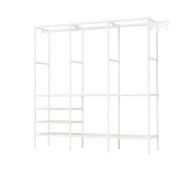 Imagem de Arara Cabideiro, Cabideiro de Chão Sapateira Rack Organizador Multiuso Aço Inox(Grande,Branco)