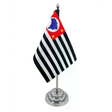 Imagem de Bandeira Mesa Dupla Face São Paulo Mastro 29 Cm Cetim