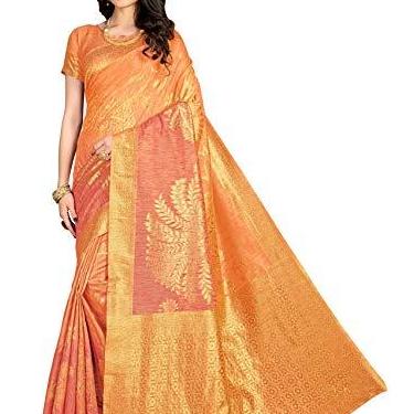 Imagem de Glory Sarees Sari de seda Banarasi de linho feminino (linen_silk101pink_pink), rosa