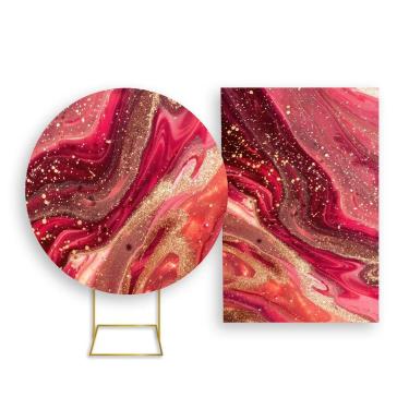 Imagem de Painel De Festa Redondo 1,50x1,50 + Painel Vertical 1,50x2,20 - Efeito