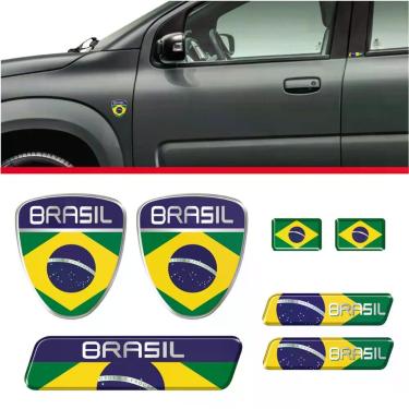 Imagem de Kit Adesivo E Emblema Brasil Cromado E Resinado Cromado