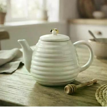 Imagem de Bule de Porcelana Para Servir Café Chá Tampa Abelha Bee Hauskraft Bran