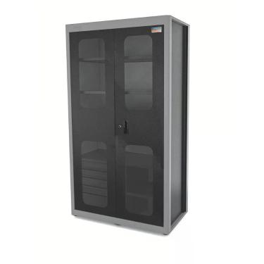 Imagem de Armário Vertical Para Ferramentas 2 Portas Com Visores E 5 Gavetas Tramontina Pro Cinza Tramontina
