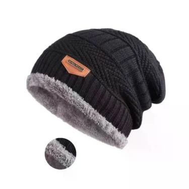 Imagem de Touca Gorro de Lã Adulto OEM Premium em Lã Acrílica com Elastano 26cm Preto Unissex