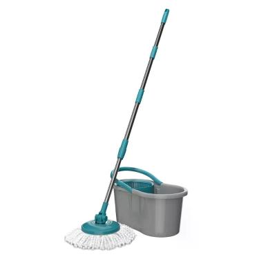 Imagem de Mop Giratório Flashlimp Fit Mop5010 Com Balde, Cabo Telescópico E Refil Cinza Com Verde