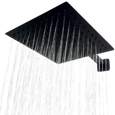 Imagem de Dona D Cor, Ducha Preta Inox 20x20 Quadrada De Parede Chuveiro Slim
