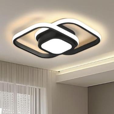 Imagem de BEMMY Luminária de Teto, Lustre Quadradocom Holofote, Quarto, Cozinha, Sala de Estar, Decoração, Lustre Regulável 3 Cores de Luz Ajustáveis ​​85-265V (Preto)