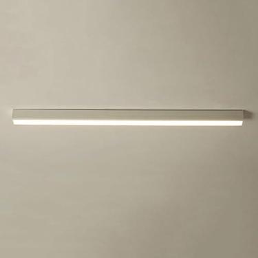Imagem de E Minimalista Led Luz De Teto Linear Moderno Corredor Flush Mount Barra De Luz De Teto Metal Preto Longa Tira Luminária De Iluminação Branca Luz De Teto De Escritório Para Casa Cozinha Ilha