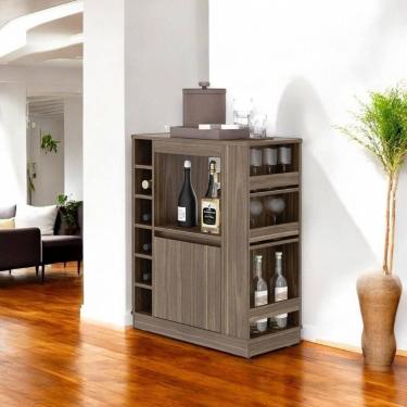 Imagem de Balcão Buffet Adega Bar Com Prateleiras E Nichos Para Vinho Affara - P
