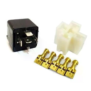Imagem de 5 Rele Universal 5 Pinos 12V 30/40A e 5 Porta Relês 5 vias - TOP RELAY