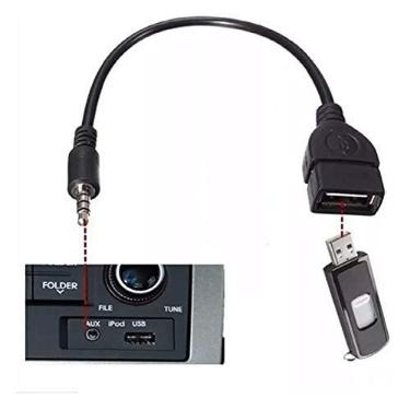 Imagem de Cabo Adaptador P2 X Usb Femea Automotivo Mp3 Mp4 Aux 15cm