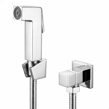 Imagem de SOFTINOX Ducha Higiênica Banheiro Lavabo Quadrada com Registro em Metal 1/4 de Volta – Gatilho em ABS Reforçado, Mangueira 1,20m, Acabamento Cromado e Design Moderno