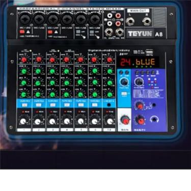 Imagem de 8 6 4 3 2 Canais Mesa De Som Profissional Portátil Mixers Som Mixagem Console Entrada do Computador 48V Número de Potência Transmissão ao vivo a4 a6 a8 novo (mesa de som 8 canal) loopback para DJ