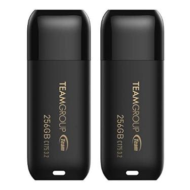 Imagem de TEAMGROUP C175 256GB 2 unidades USB 3.2 Geração 1 (USB 3.1/3.0) Leitura 100 MB/s Flash Drive, Memory Stick de armazenamento de dados externo compatível com computador/laptop preto fosco TC1753256GB22