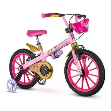 Imagem de Bicicleta Infantil Princesas Disney Aro 16 V-Brake com Rodinhas Laterais e Garrafinha Nathor