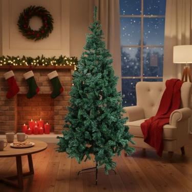 Imagem de Árvore de Natal Pinheiro Verde 2,40m com 1.400 Galhos, Montagem Fácil, Base Reforçada e Efeito Natural – Decoração Natalina Grande para Sala, Escritório ou Loja