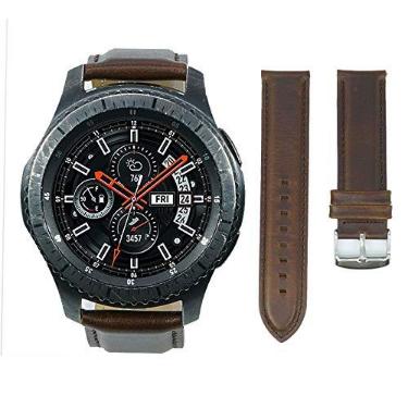 Imagem de Pulseira de Couro para Samsung Gear S3 Frontier - Gear S3 Classic - Galaxy Watch 46mm - Marca Ltimports (Marrom Escuro)