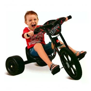 Imagem de Triciclo Infantil Motoca Radical 14 Speed Velotrol com Roda Dianteira Aro 14 e Assento Regulável Preto Brinquedos