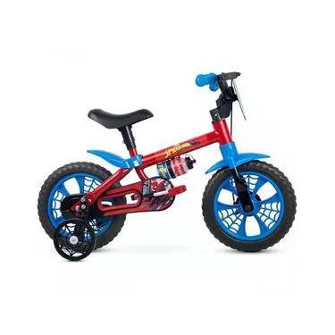 Imagem de Bicicleta Infantil Spider-man Aro 12 3 Anos Freio a Tambor com Rodinhas Vermelho Nathor