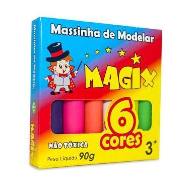 Imagem de Massinha De Modelar Infantil Escolar 6 Cores Magix 90g