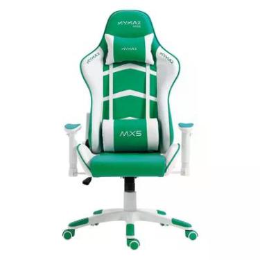 Imagem de Cadeira Gamer Mymax, Mx5, Até 150kg, Giratória Branco E Verde