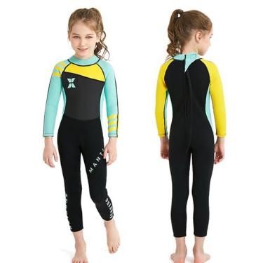 Imagem de CIADAZ Roupa de mergulho infantil de neoprene, peça única, proteção solar para surf, mergulho, natação, barco no inverno